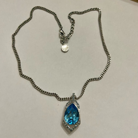 Vintage Givenchy Blue Crystals-Silver 18-inch Pendant Necklace - Picture 10 of 10